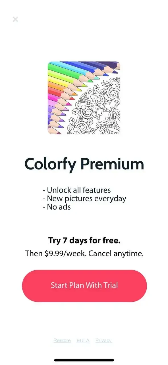 Colorfy paywall screen