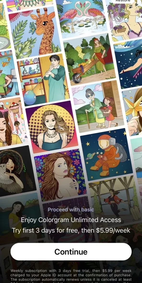 Colorgram paywall screen