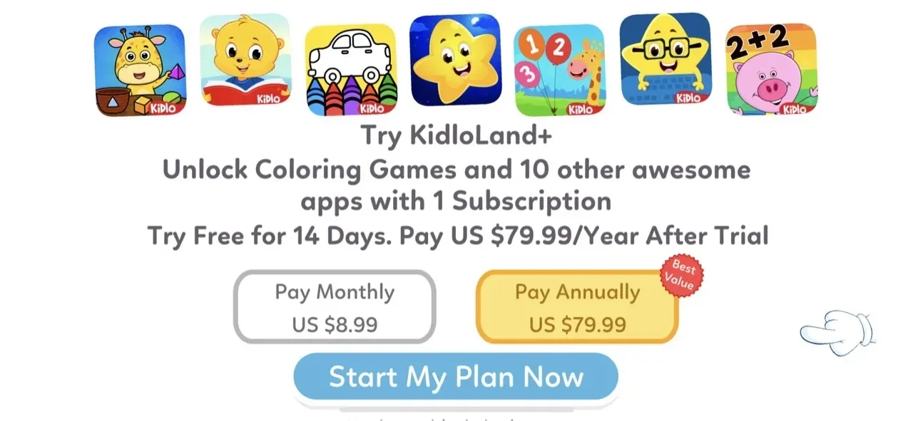 Coloring Games for Kids 2-6 paywall screen