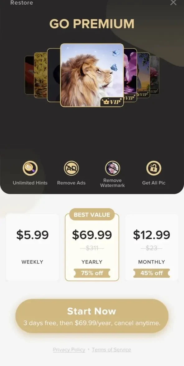 Colorscapes® paywall screen