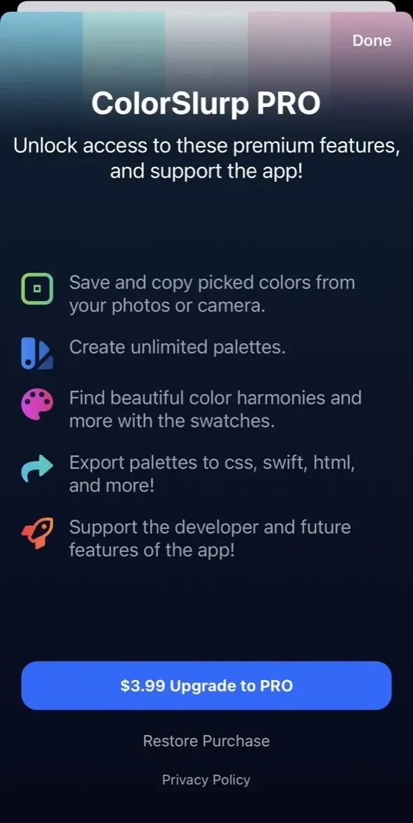 ColorSlurp paywall screen
