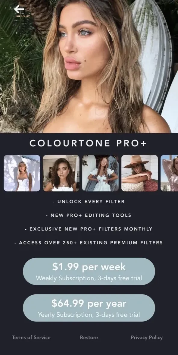 Colourtone paywall screen