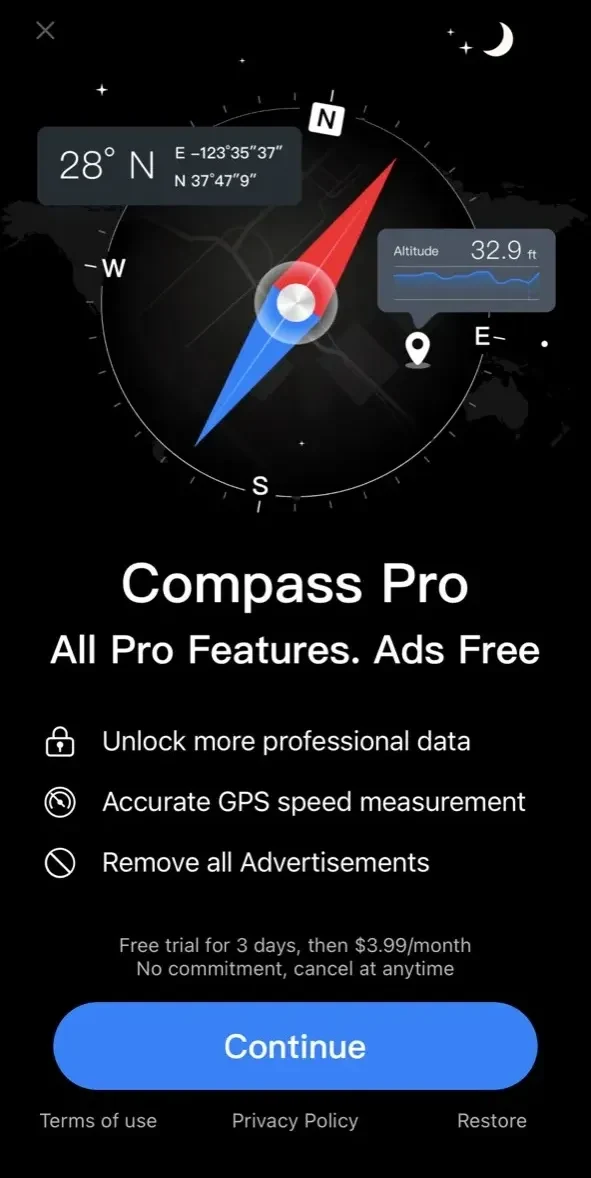 Compass paywall screen