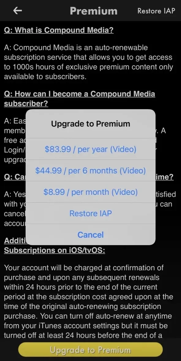 Compound Media paywall screen
