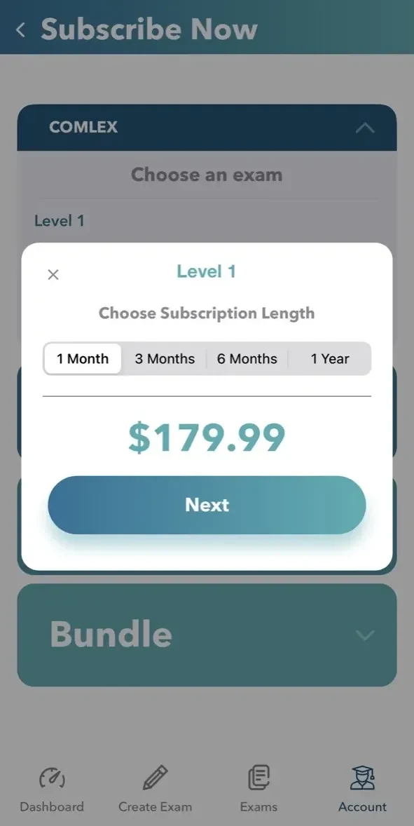 Comquest Comlex paywall screen