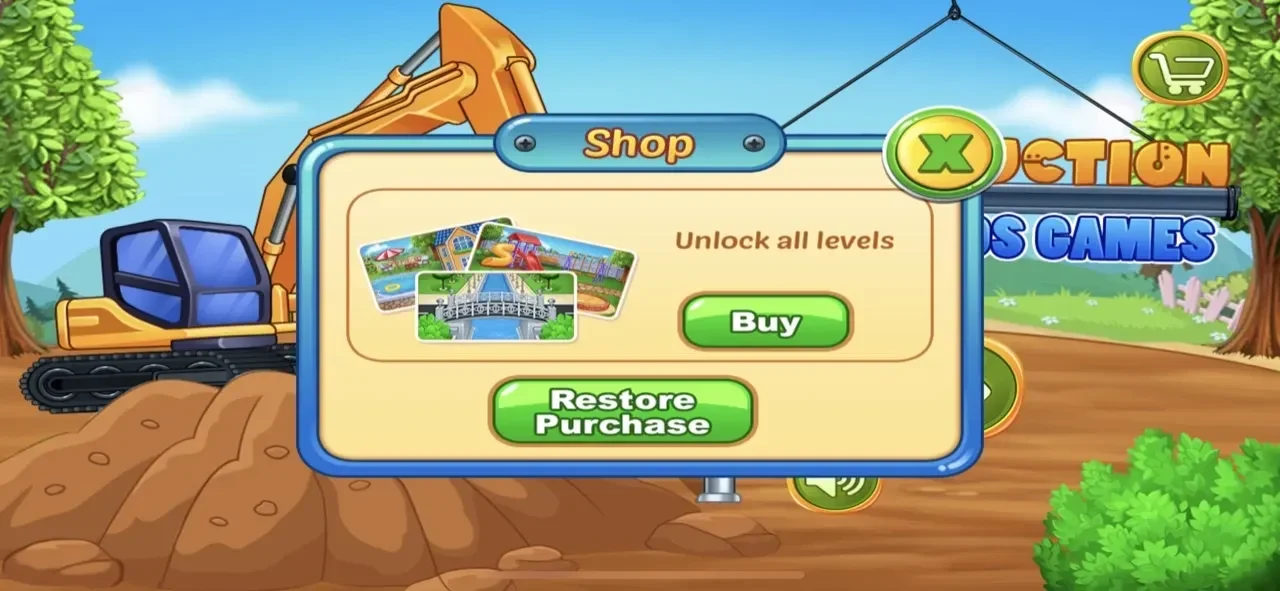 Construction Truck Games Kids paywall screen