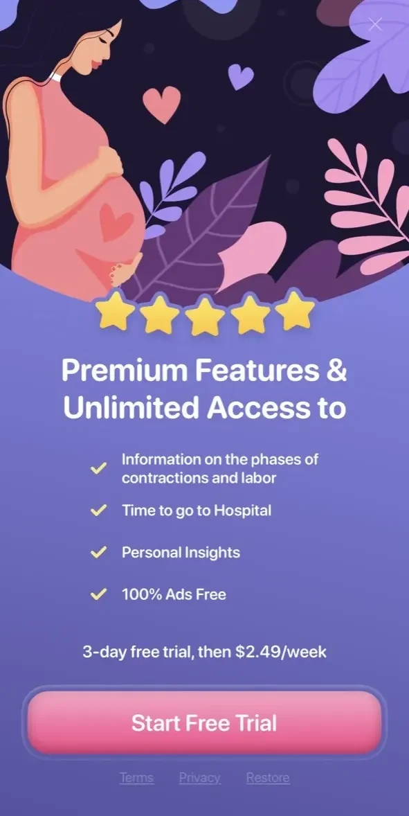 Contraction Counter paywall screen
