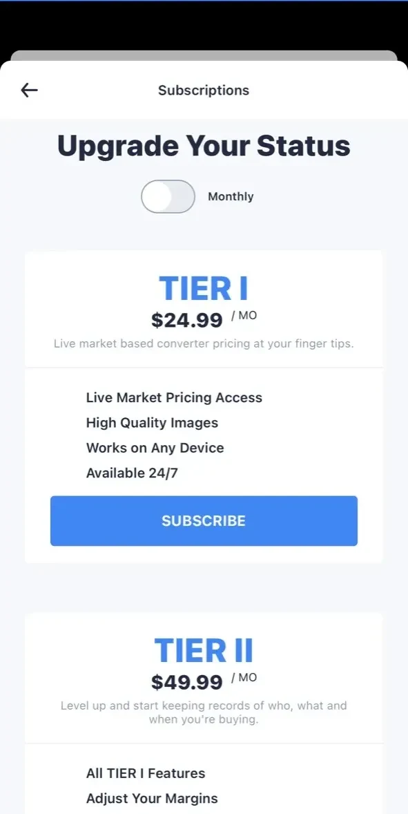Converter Connections paywall screen