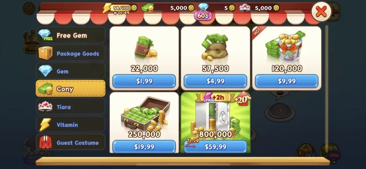 Cooking Adventure paywall screen