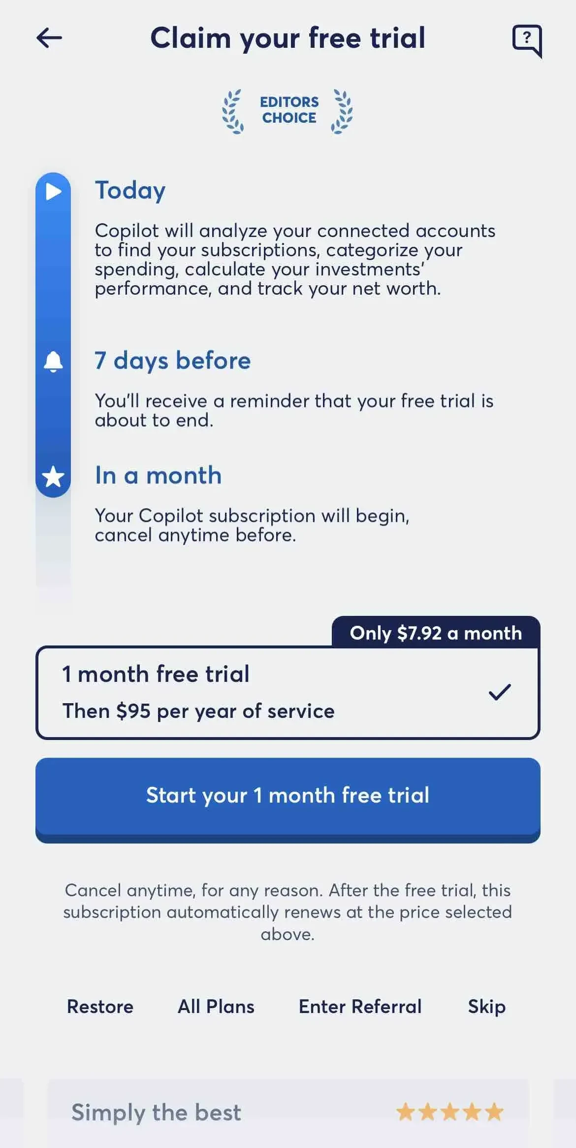 Copilot paywall screen