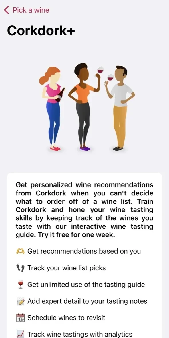 Corkdork paywall screen