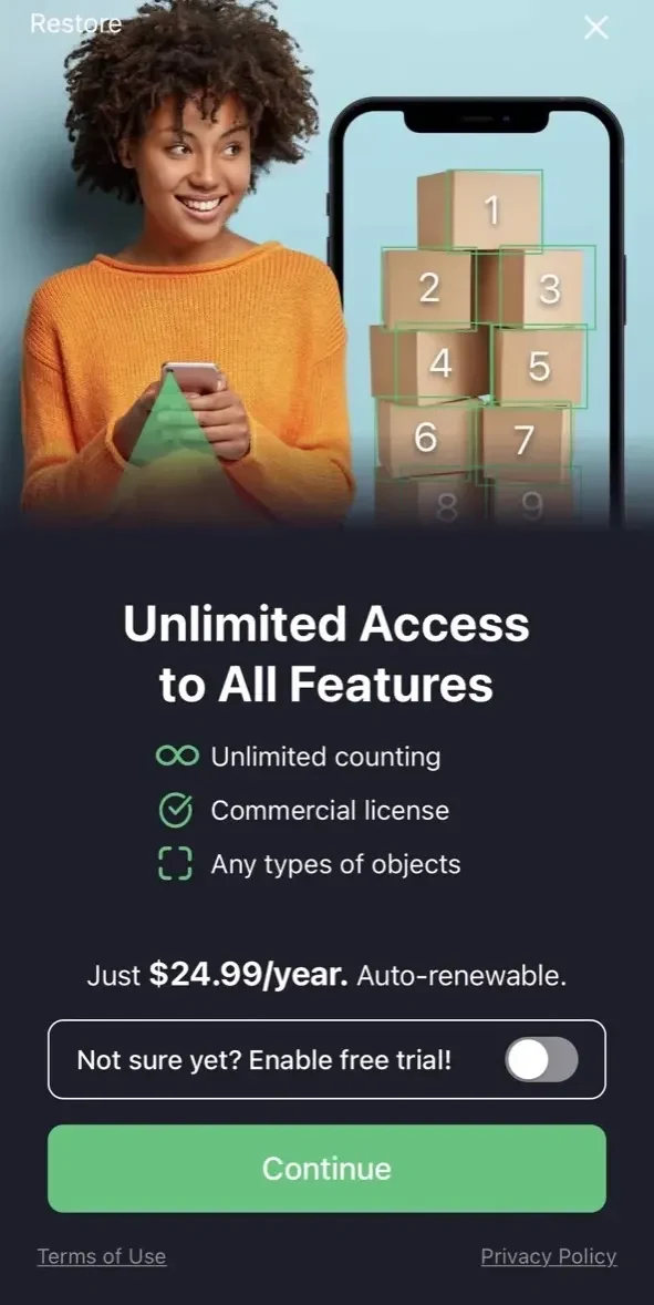 Count This paywall screen