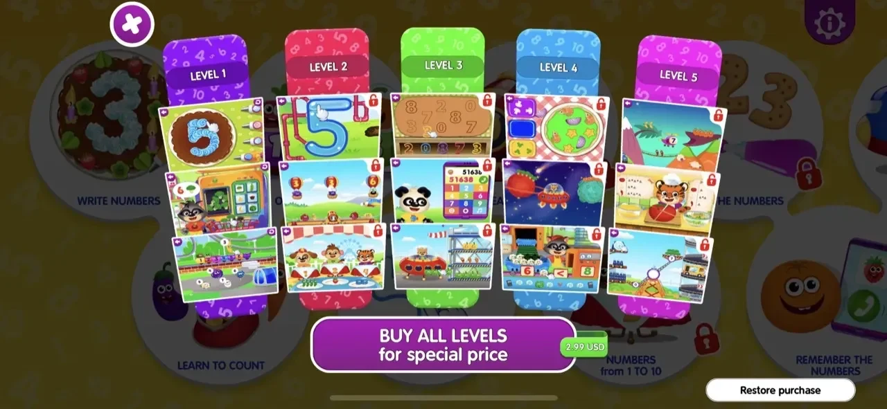 Counting games paywall screen