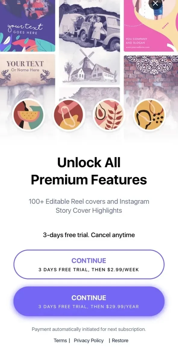 Cover Highlights paywall screen