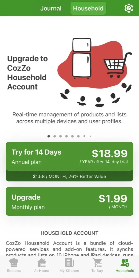 CozZo paywall screen