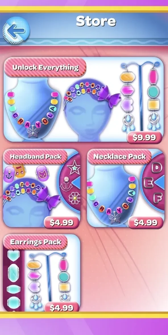 Crayola Jewelry Party paywall screen