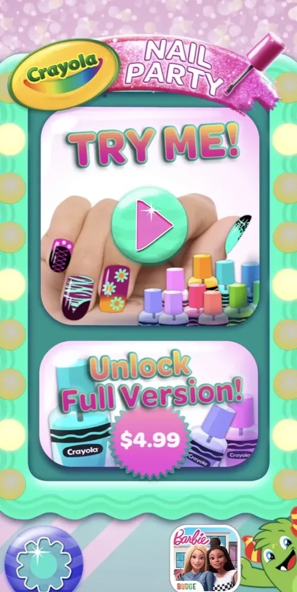 Crayola Nail Party paywall screen