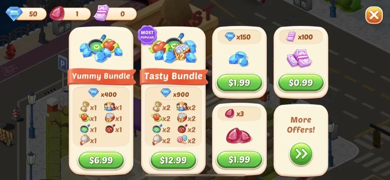 Crazy Diner paywall screen