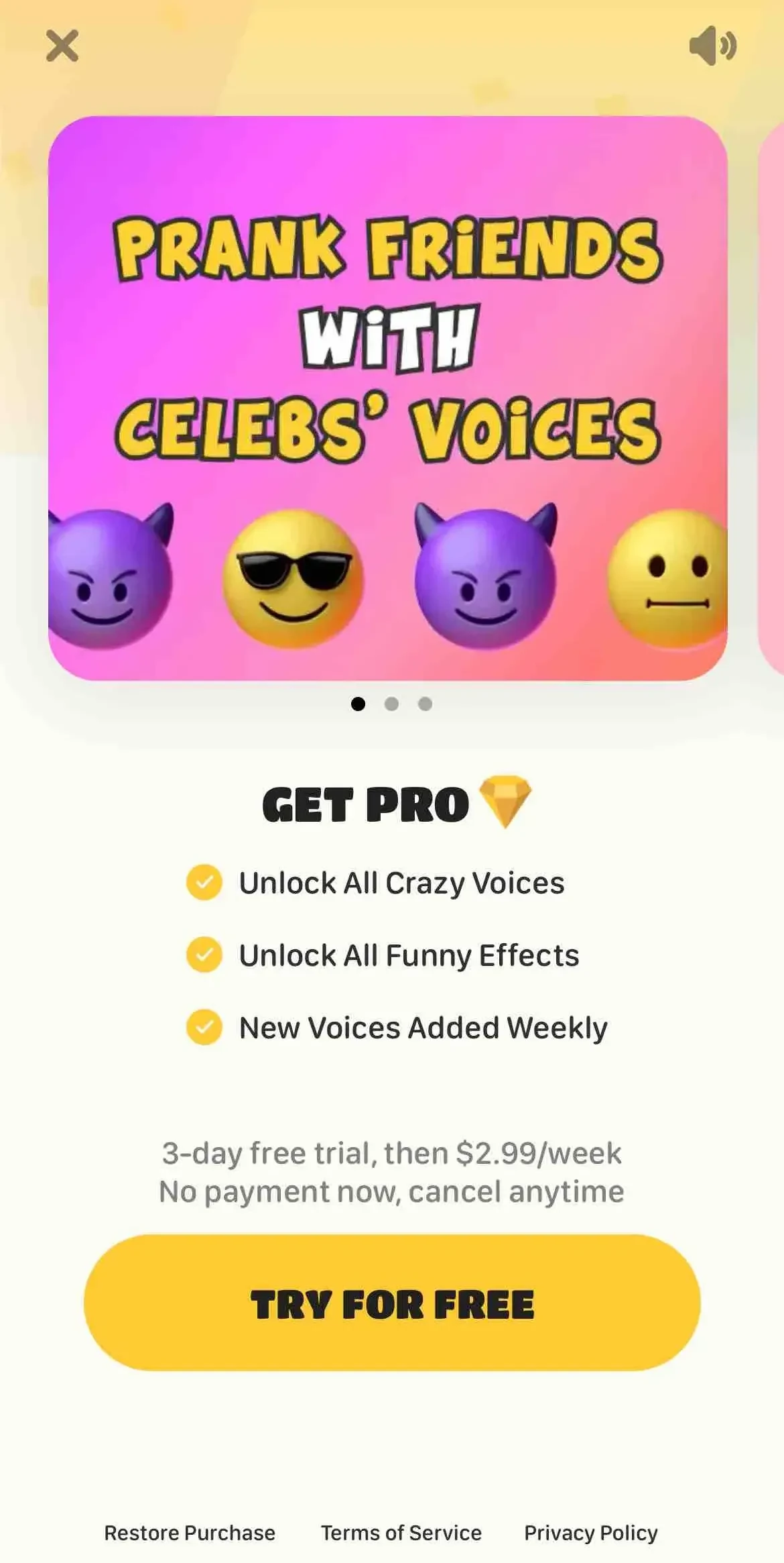 Crazy Voice Changer paywall screen