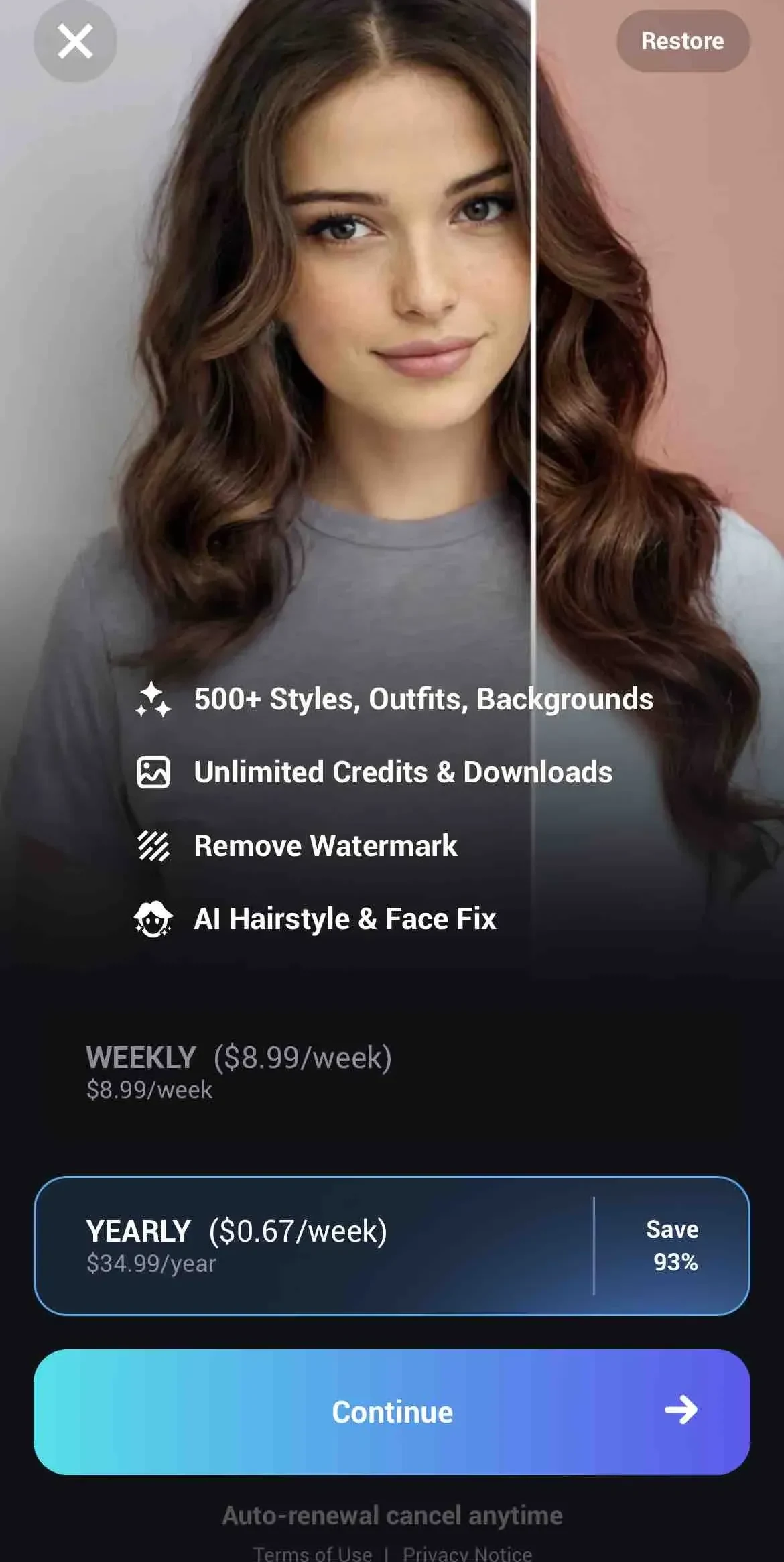 Creati paywall screen