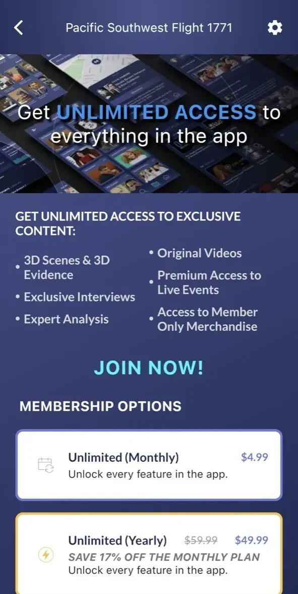 CrimeDoor paywall screen