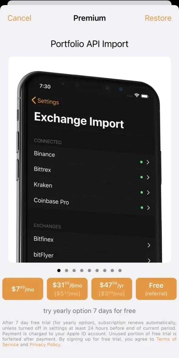 Crypto Pro paywall screen