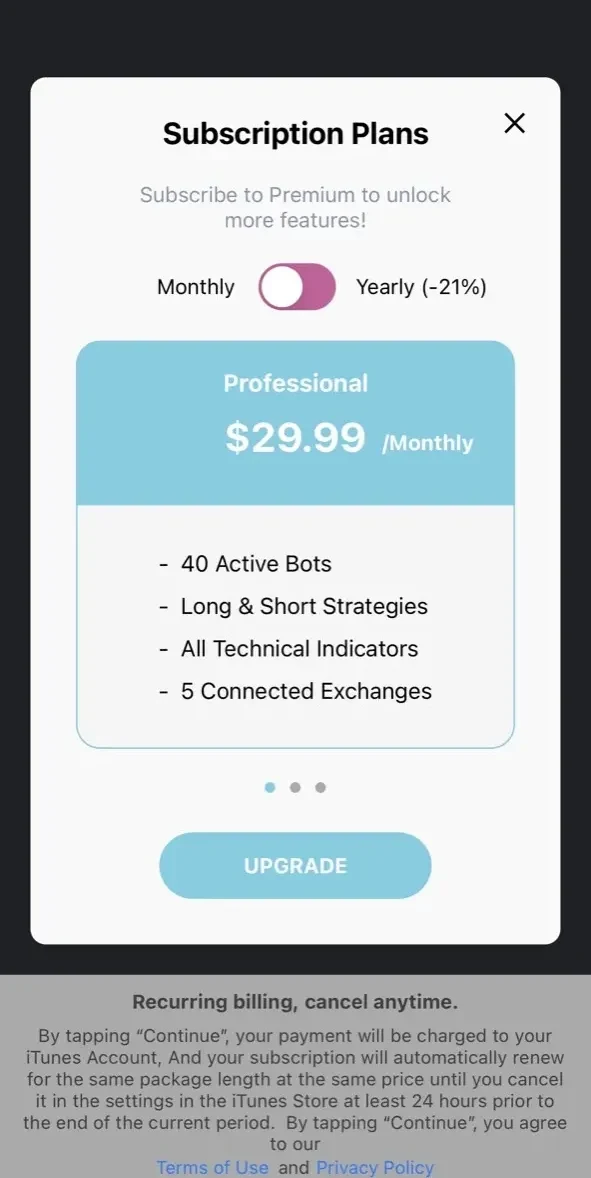 CryptoHero paywall screen