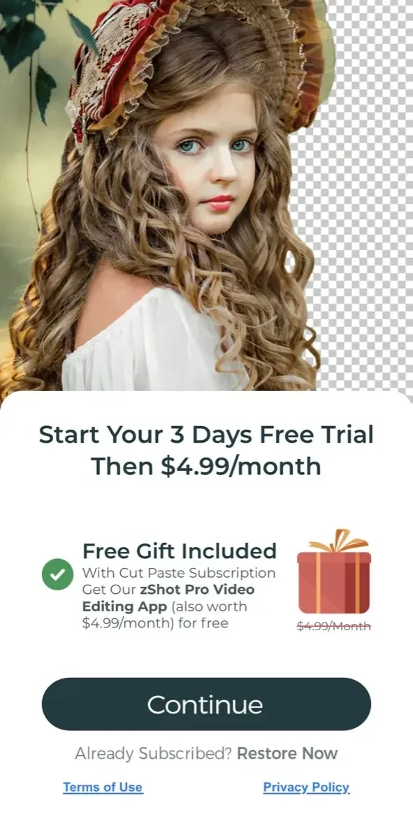 Cut Paste Photos Pro Edit paywall screen