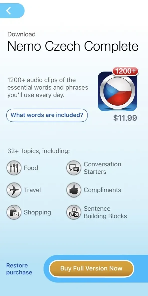 Czech paywall screen