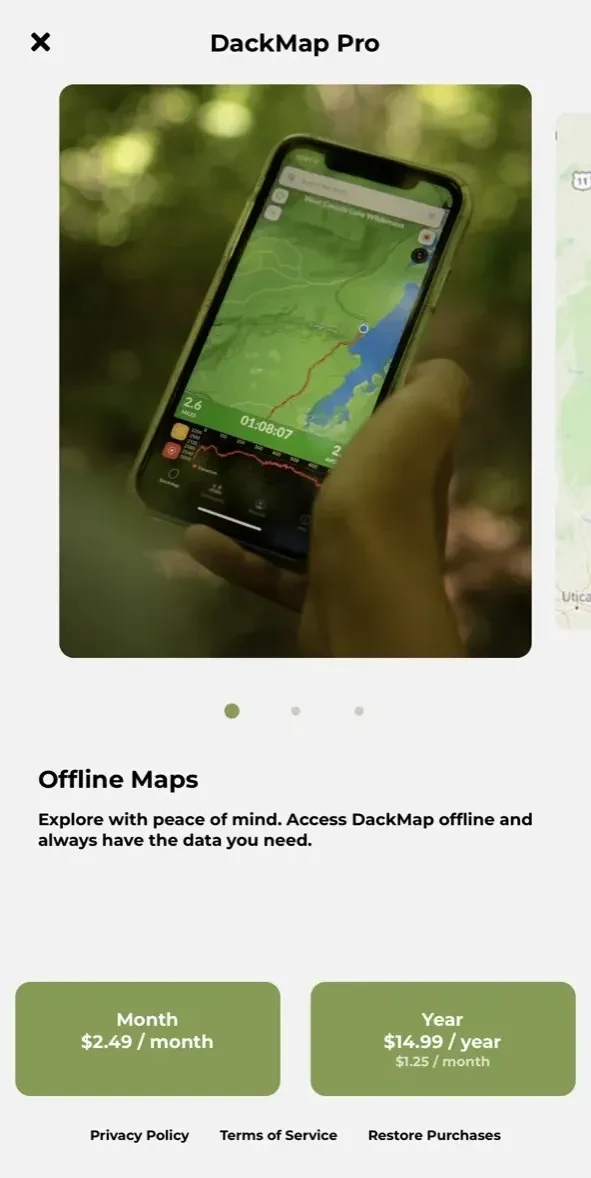 DackMap paywall screen