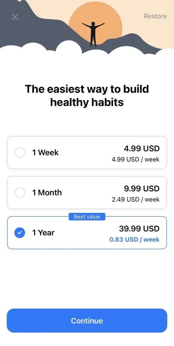 Daily Habit paywall screen