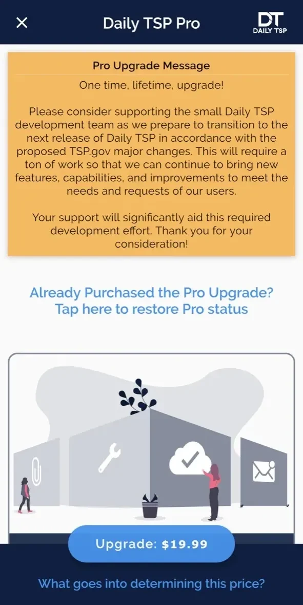 Daily TSP paywall screen