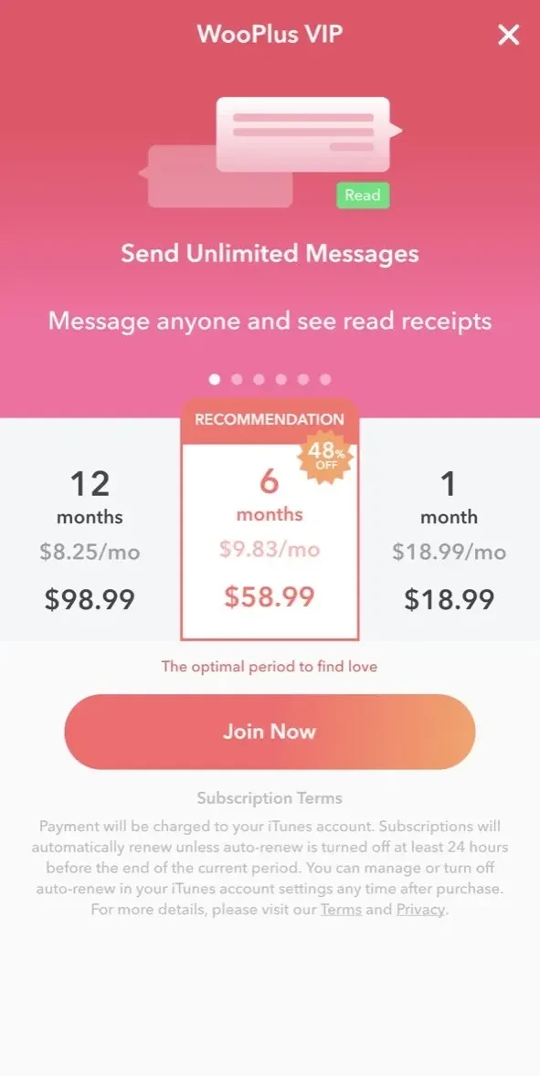 Dating, Meet Curvy paywall screen