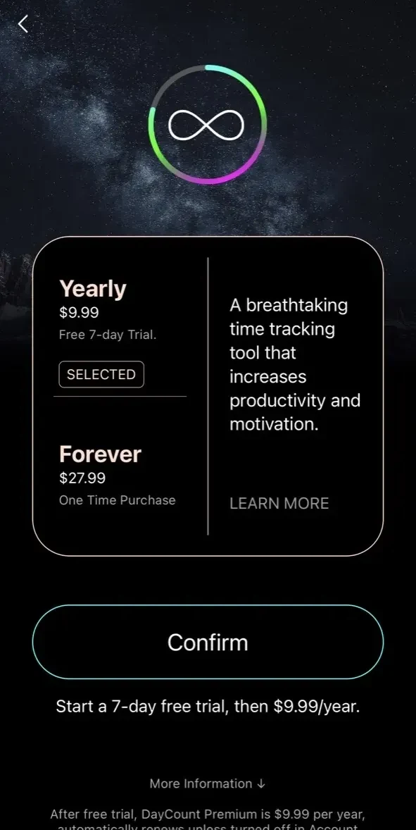 DayCount paywall screen