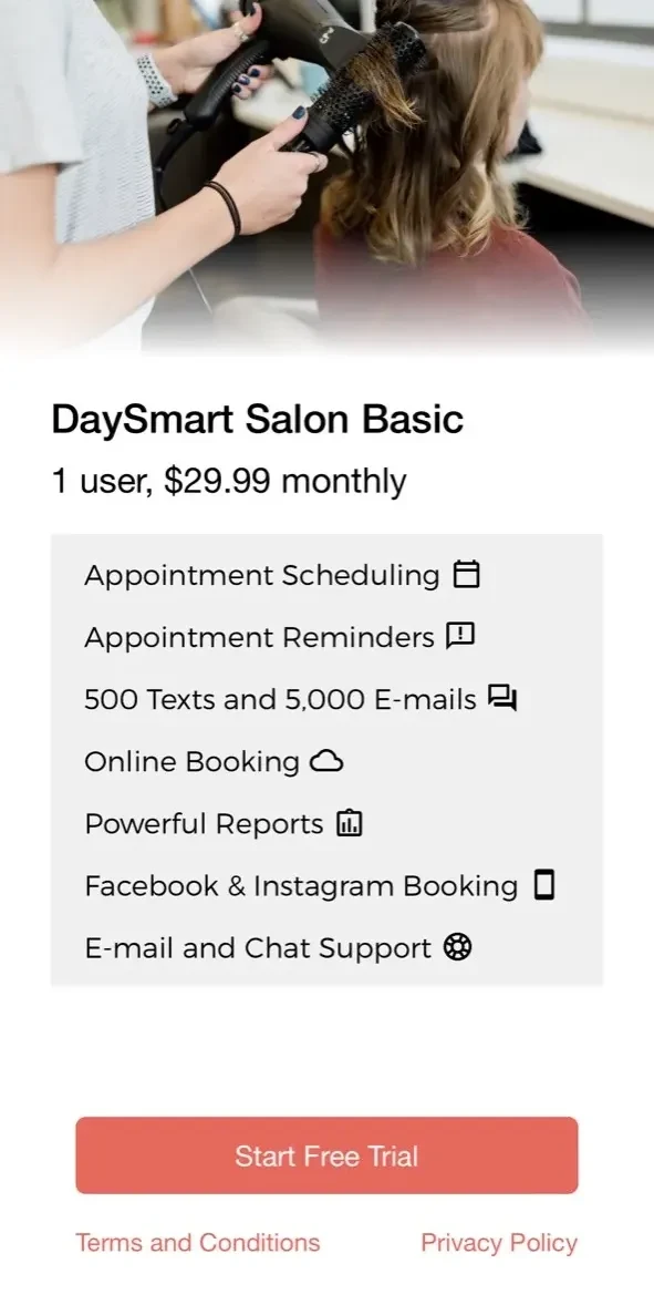 DaySmart Salon Software paywall screen