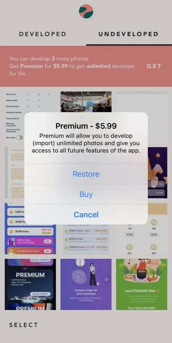 Daze Cam paywall screen