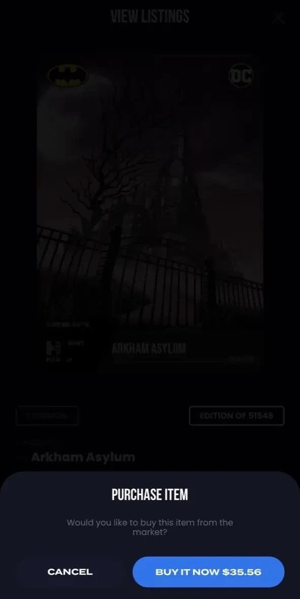 DC cards paywall screen
