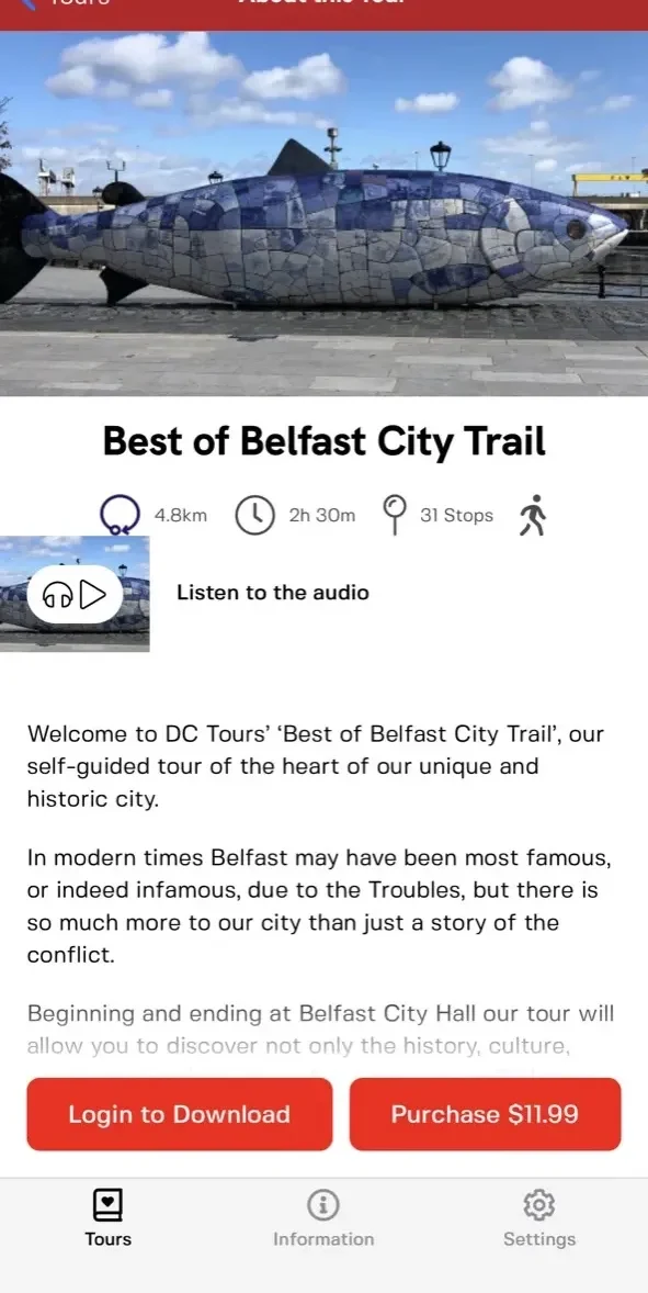 DC Tours Belfast paywall screen