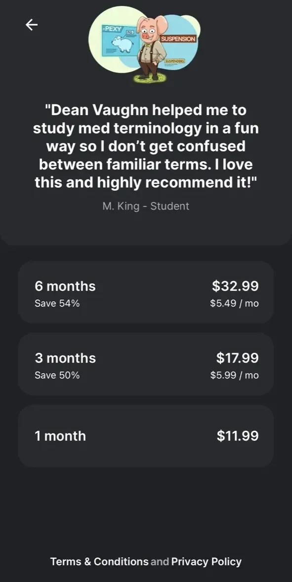 DeanVaughn Medical Terminology paywall screen