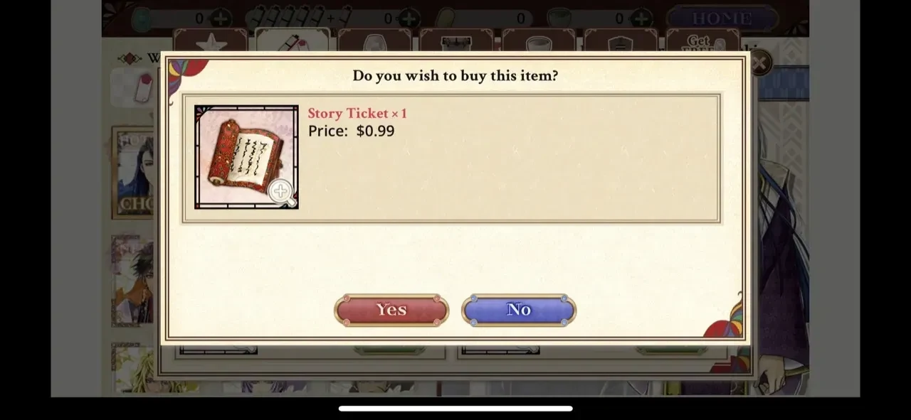 Dear Otome #Shall we date? paywall screen