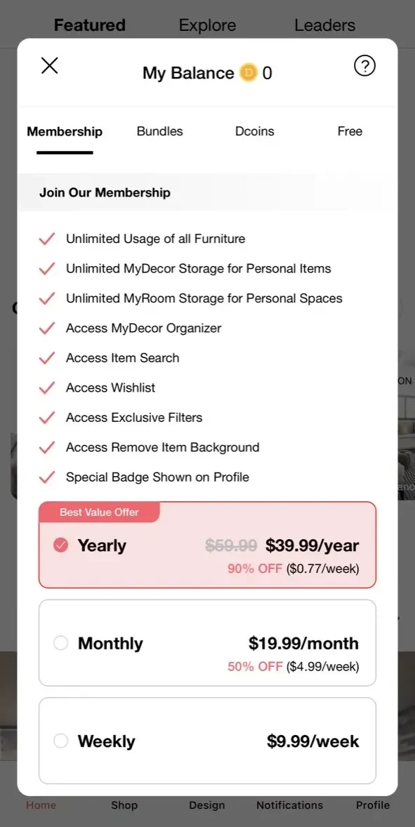 Decor Matters paywall screen