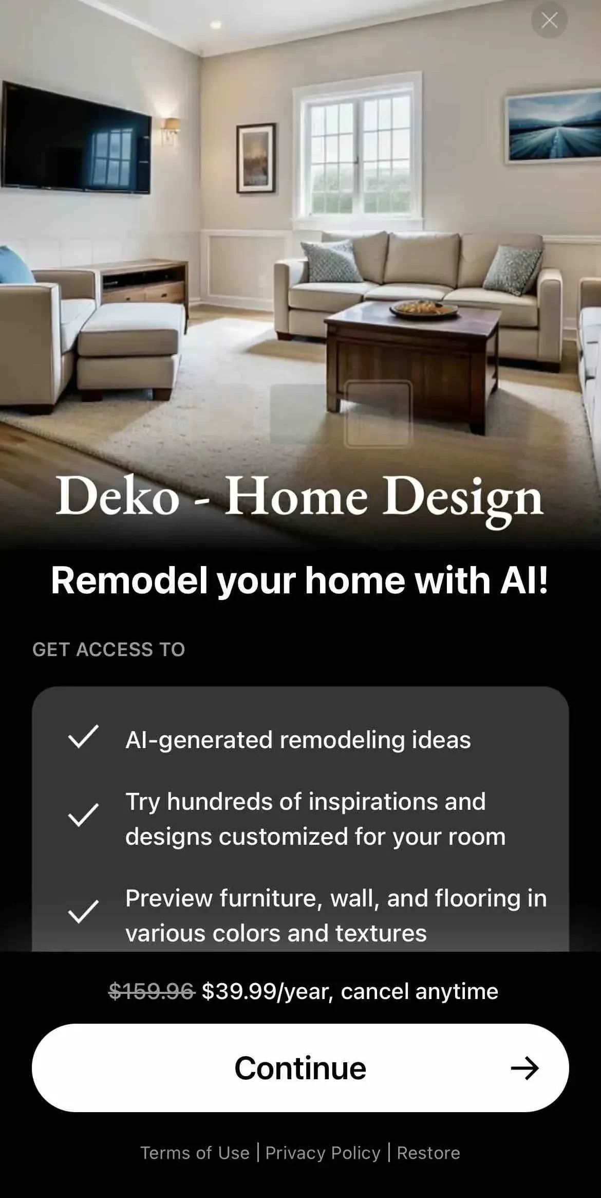 Deko paywall screen