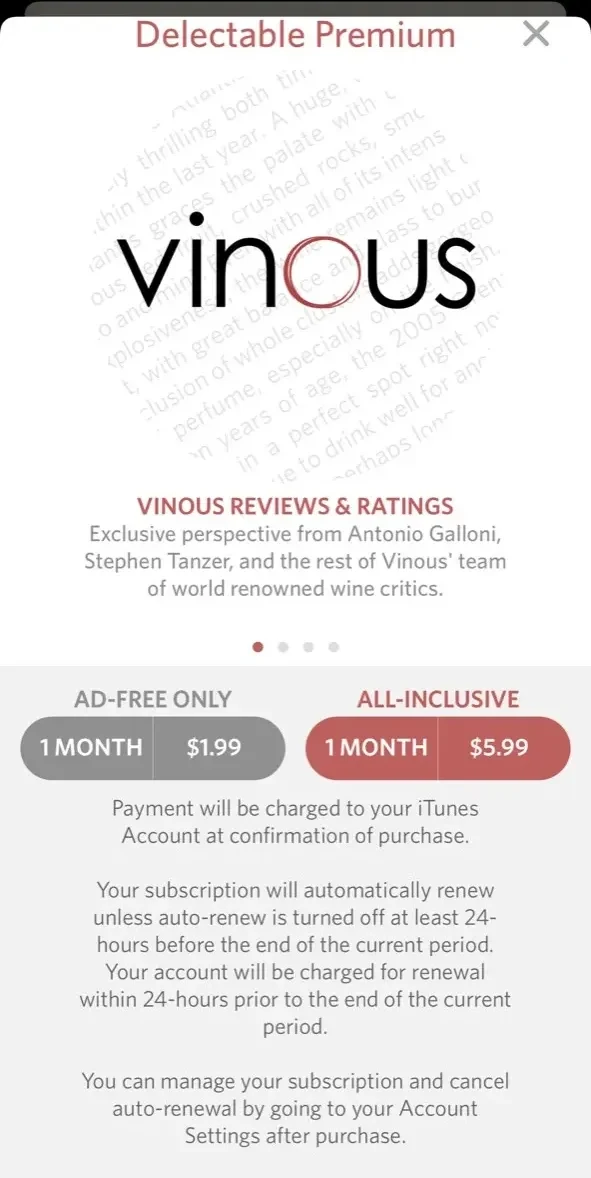 Delectable paywall screen