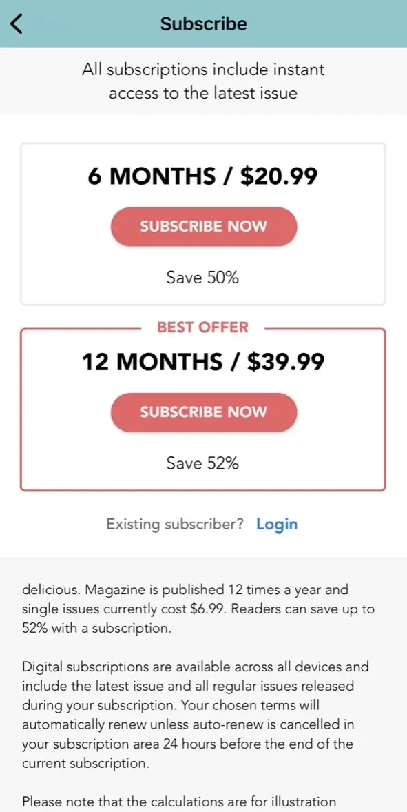 delicious. magazine UK paywall screen