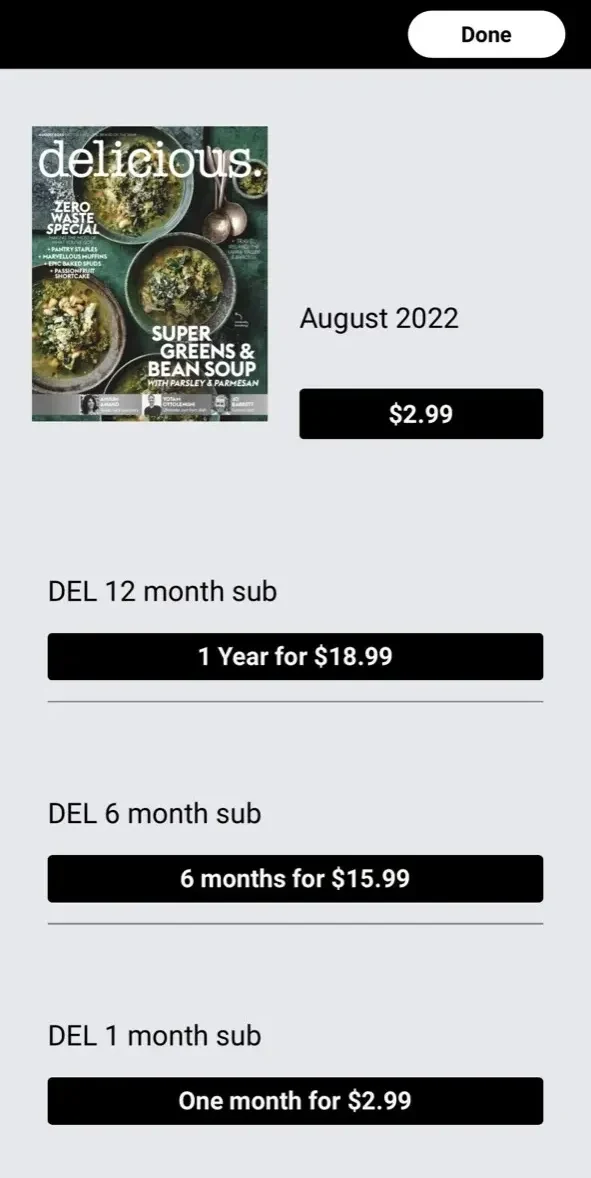 delicious paywall screen