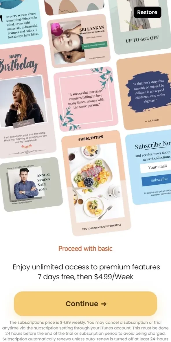 Desyne paywall screen
