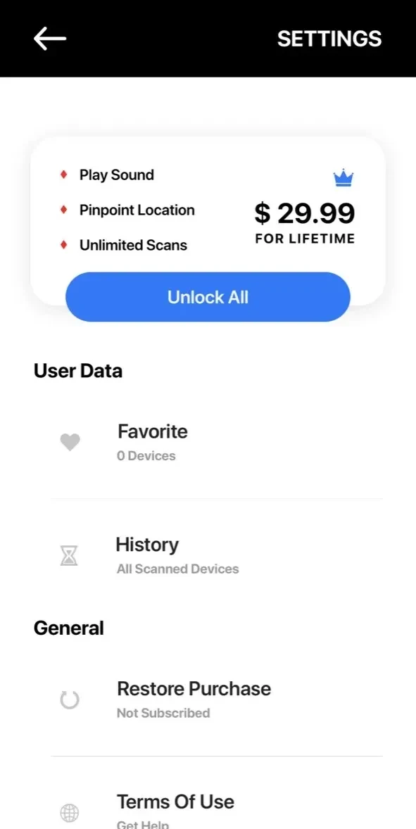 Device Tracker paywall screen