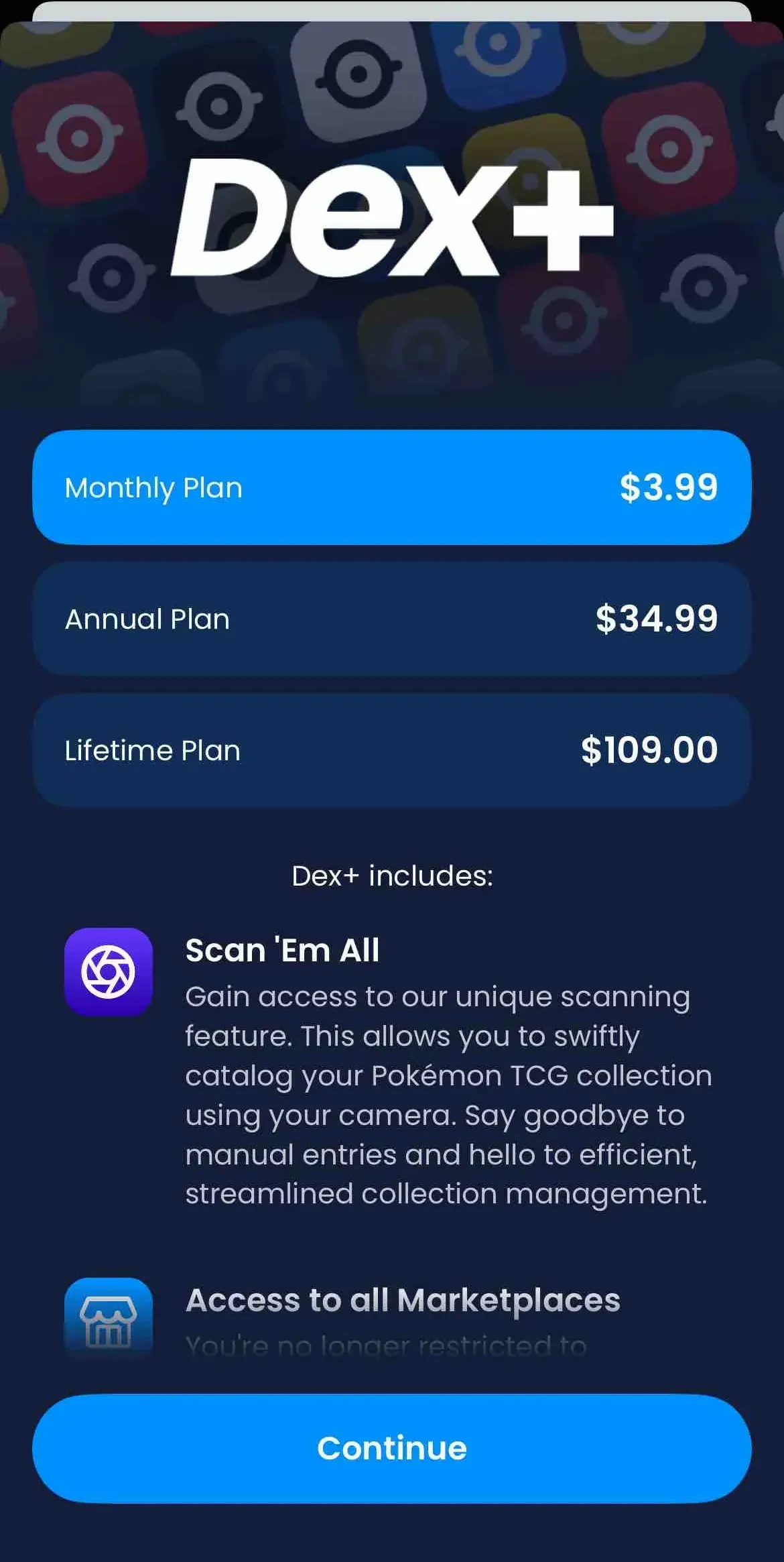 Dex paywall screen