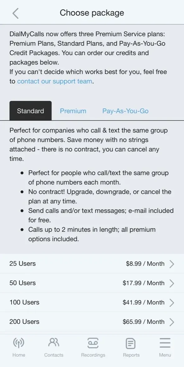 DialMyCalls Mass Notification paywall screen