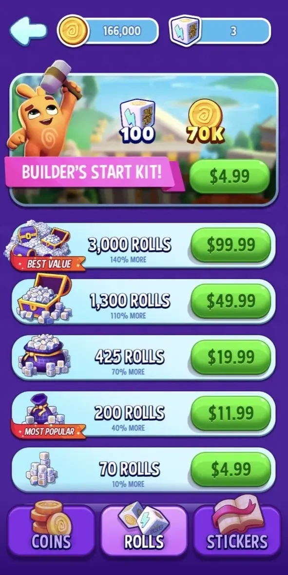 Dice Dreamsâ„¢ paywall screen